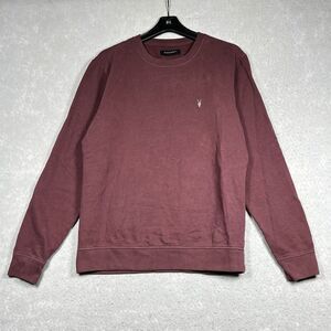All Saints Sweater Men S Burgundy Knitted Crew Neck Pullover Long Sleeve Cotton